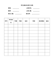 辅导机构常用表格