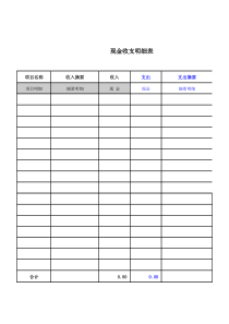 现金收支明细表(模板)