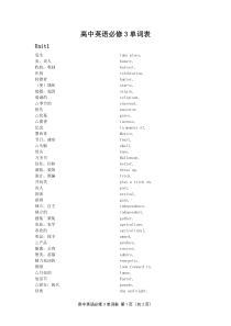 高中英语必修3单词表