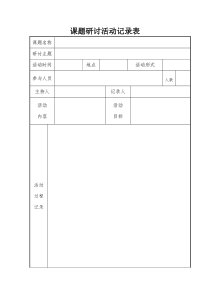 小组合作学习课题研讨活动记录表