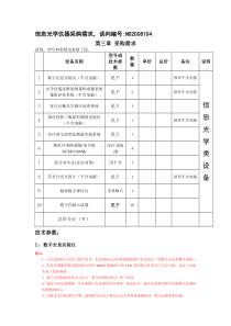 信息光学仪器采购需求，谈判编号NO2008104