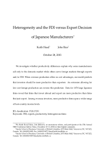 HeterogeneityandtheFDIversusExportDecision