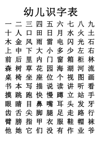 自编幼儿识字表(大字打印版)