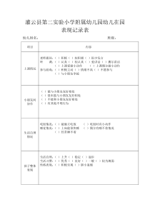 幼儿园幼儿在园表现记录表