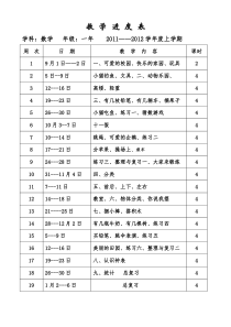 北师大版一年数学教学进度表