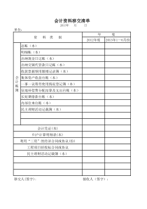 会计资料移交清单