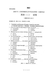 00015英语二高等教育自学考试全国统一命题考试与答案200901