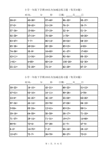 100以内加减法口算题