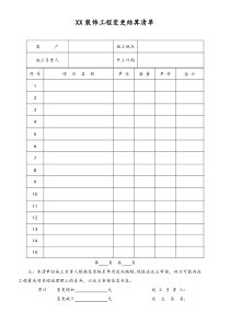 【装修公司】XX装饰工程变更结算清单