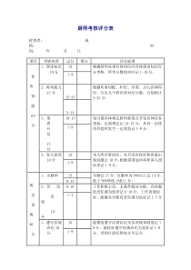 厨师考核评分表