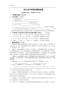 2020年部编版九年级语文中考模拟试卷(含答案)