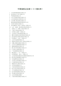 中国造纸企业前100强名单