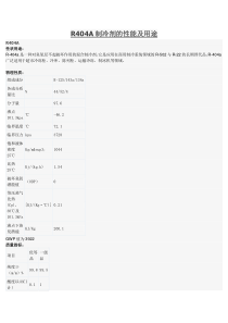 R404A制冷剂的性能及用途