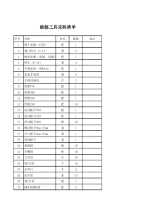 维修工具清单