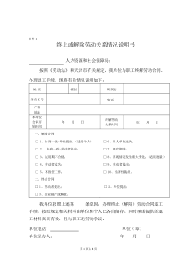 解除或终止劳动关系情况说明书