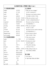 北京版四年级英语上学期复习重点