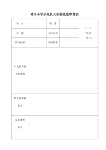 城内小学少先队大队委竞选申请表