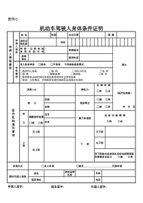 最新的驾驶员体检表打印样板