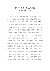 2013年医师下乡工作总结