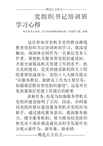 党组织书记培训班学习心得