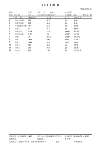 肝功能检验报告模板