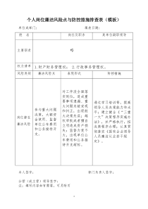 个人岗位廉洁风险点与防控措施排查表