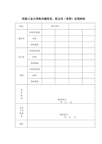 河南工业大学担任辅导员、班主任(导师)证明材料