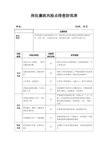 个人岗位廉政风险点排查防范表