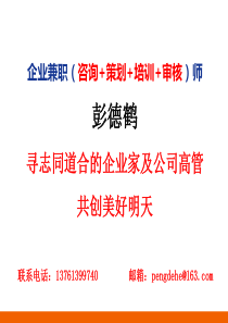 企业兼职咨询、策划、培训、审核师彭德鹤