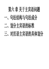 现代汉语语法学第六章关于主宾语的问题