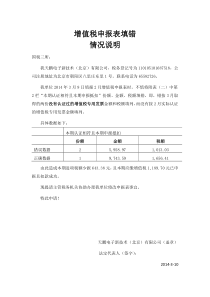 增值税申报表填写错误情况说明20140310