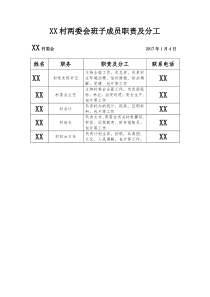 村两委会班子成员职责及分工