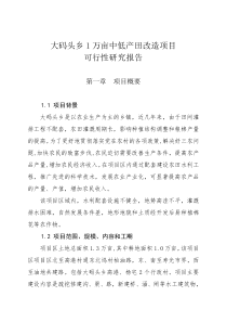 XX乡1万亩中低产田改造项目可行性研究报告(DOC 35页)