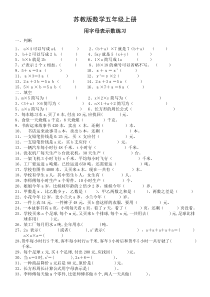 苏教版数学五年级上册：五年级《用字母表示数》练习题