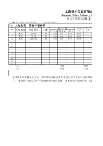 外协零件加工报价单范本