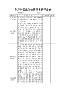 妇产科医生岗位绩效考核评分表