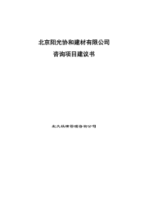 北京阳光协和建材有限公司咨询项目建议书