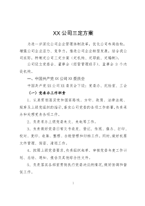 XX公司三定方案