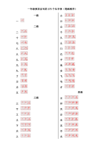 一年级生字表笔画顺序