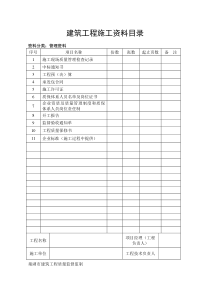 建筑工程施工资料目录