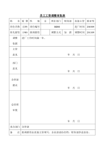 员工工资调整审批表