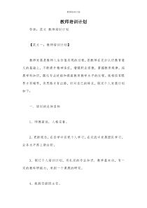 教师培训计划