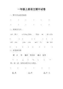 一年级上册语文数学期中试卷