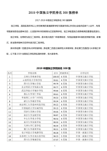 2019中国独立学院排名300强榜单下载_doc可编辑