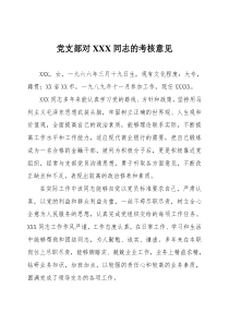 党支部对XXX同志的考核意见