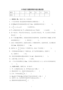 新北师大版六年级数学下册期中测试题 (4)