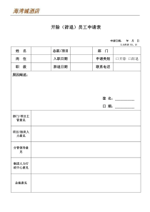 开除(辞退)员工申请表