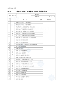 单位工程施工质量检验与评定资料核查表