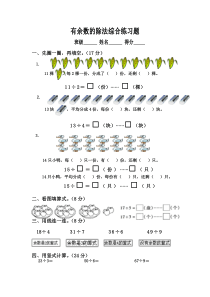 苏教版二年级数学下册有余数的除法综合练习题