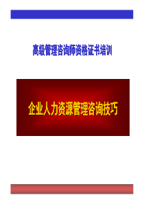 培训)企业人力资源管理咨询技巧